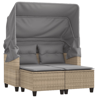 2-Seater PE Rattan Garden Sofa with Removable Covers
