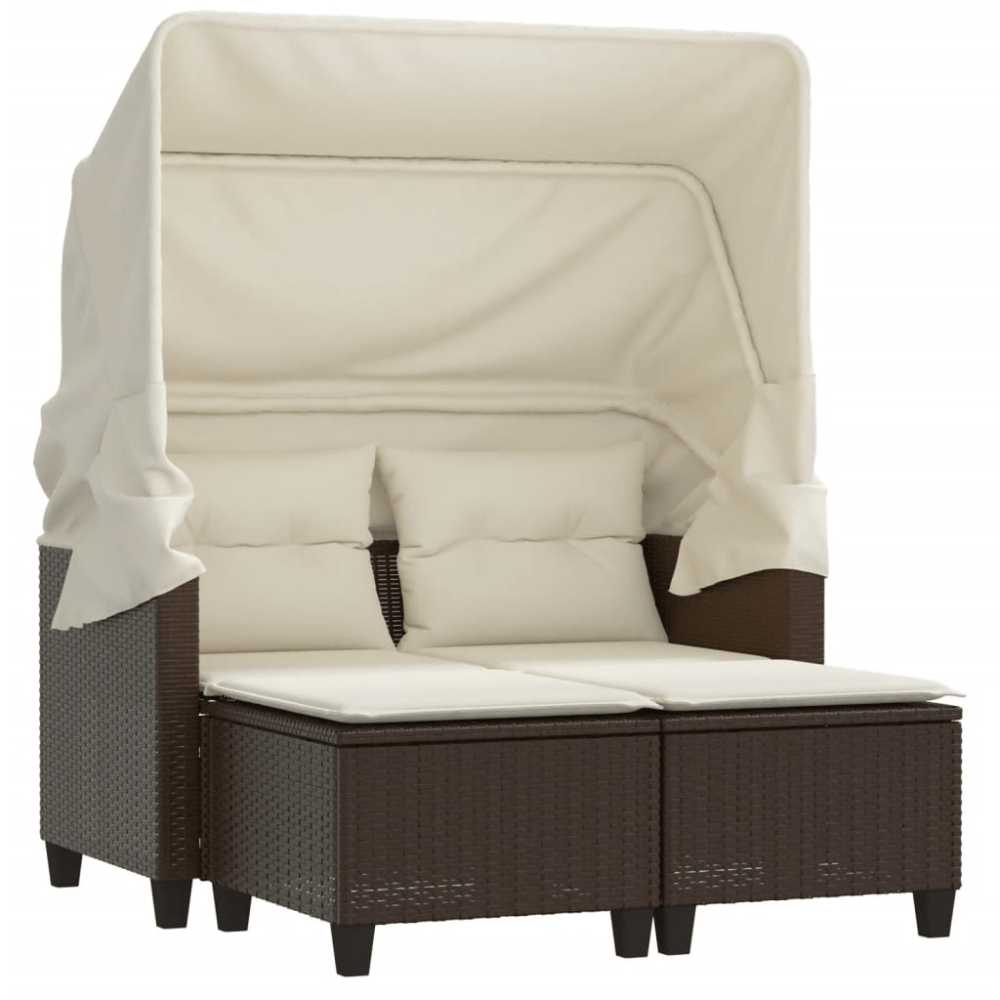 2-Seater PE Rattan Garden Sofa with Removable Covers