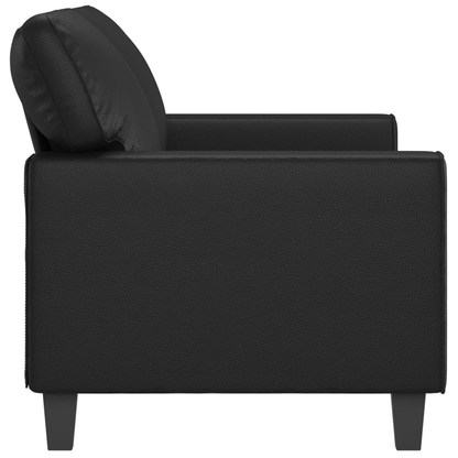 Black Faux Leather, Metal Frame, Foam Cushions 2-Seater Sofa - Durable Design